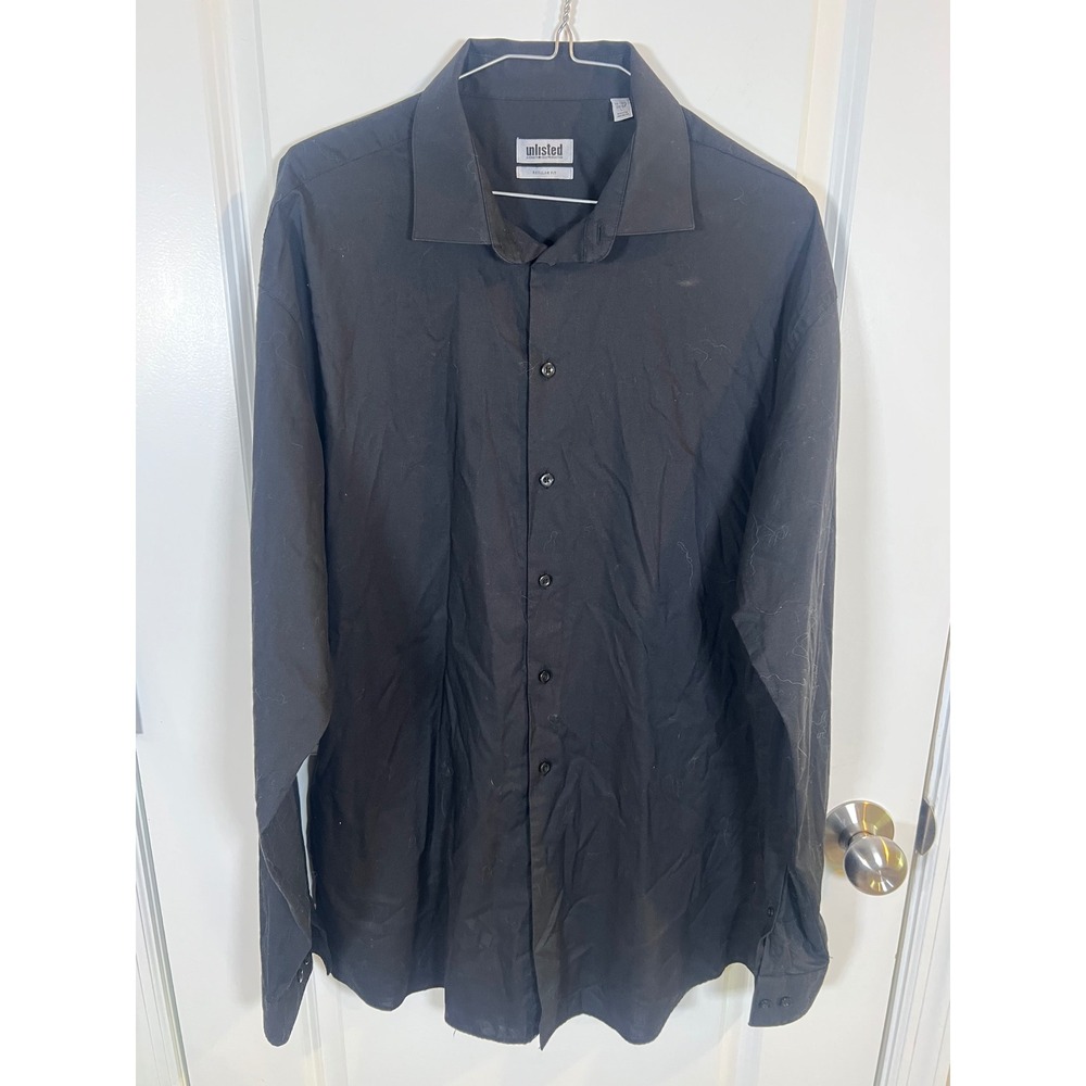 Unlisted Mens Dress‎ Shirt Regular Fit Black L 16-16.5 36/37